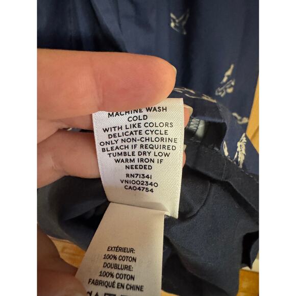 L.L. Bean Signature | Navy Belted Duck Print Cotton Tank Dress | Size 14 - Picture 11 of 14